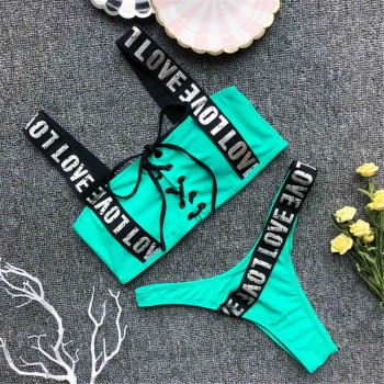 Female Swimsuit Two-pieces Bikini set Lace Up Love